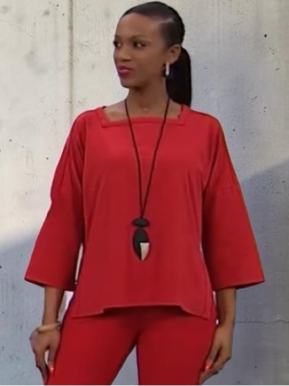 Wynne Layers (L) Oversized Square Neck Popover Top Burnt Red Marla Wynne NWT
